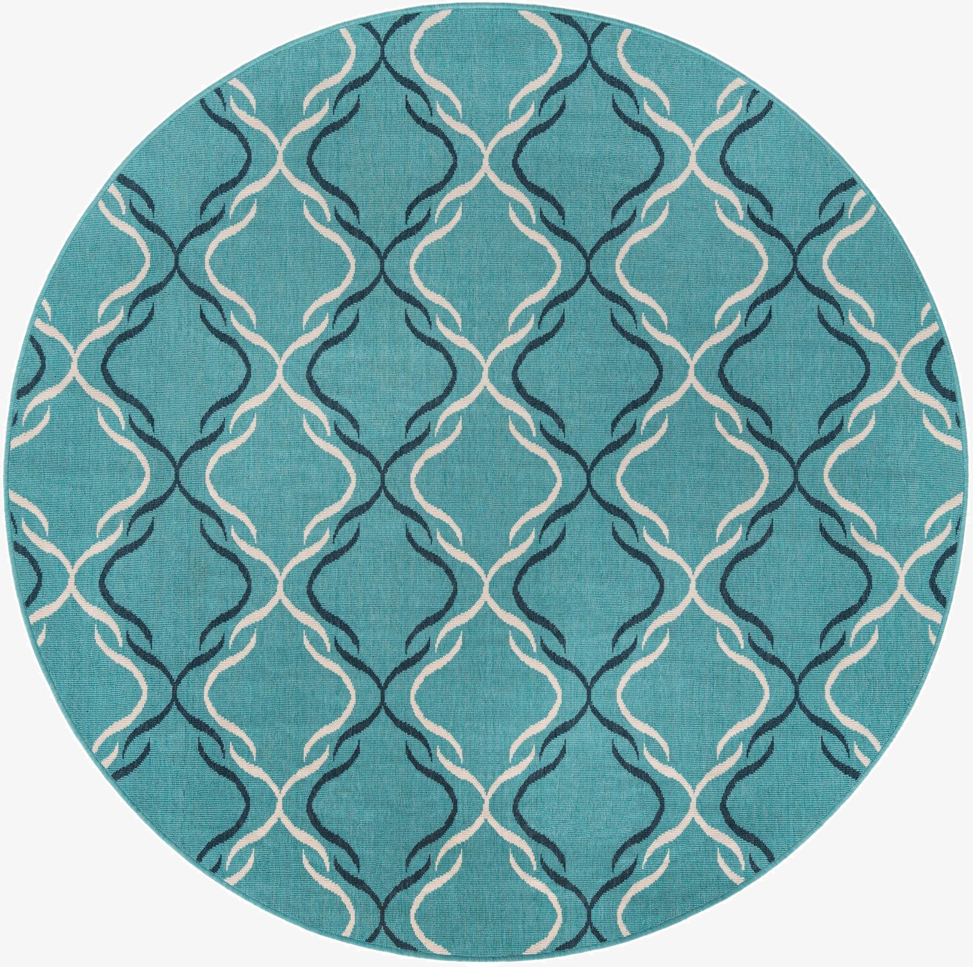 215cm x 215cm  Washable Lattice Indoor / Outdoor Round Rug