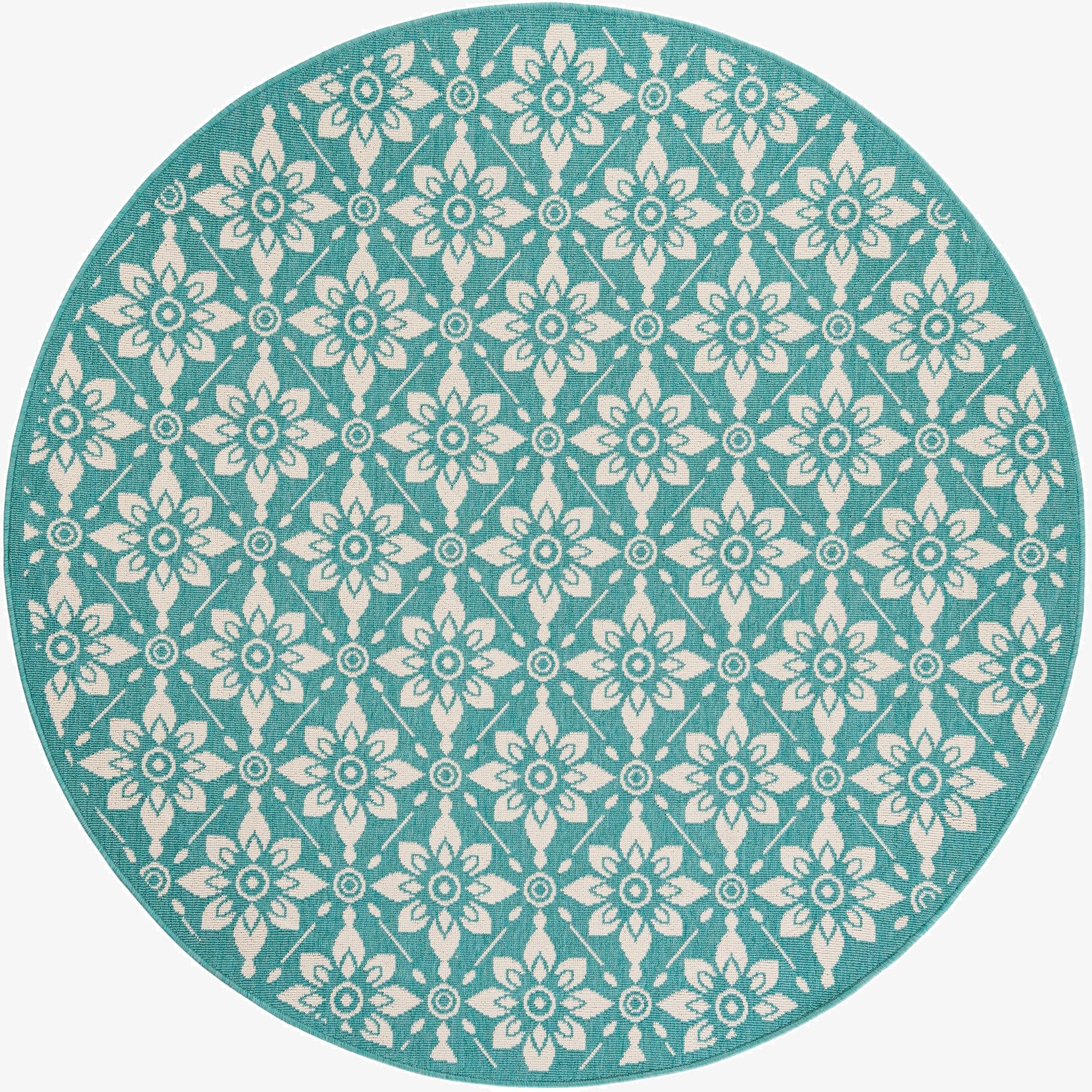 6' x 6' Washable Lattice Indoor / Outdoor Round Rug