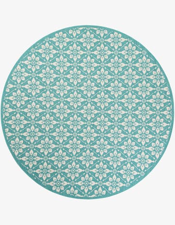 7' 10 x 7' 10 Easy-Clean Lattice Indoor / Outdoor Round Rug