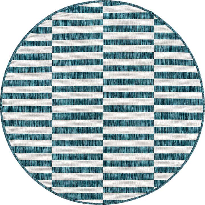 4' x 4' Easy-Clean Ribbon Indoor / Outdoor Round Rug