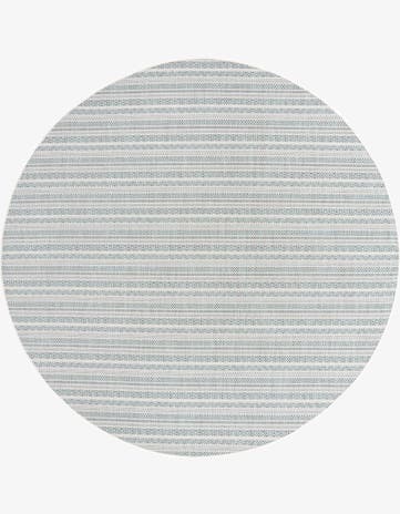 Teal Easy-Clean Ribbon Indoor / Outdoor Round Rug