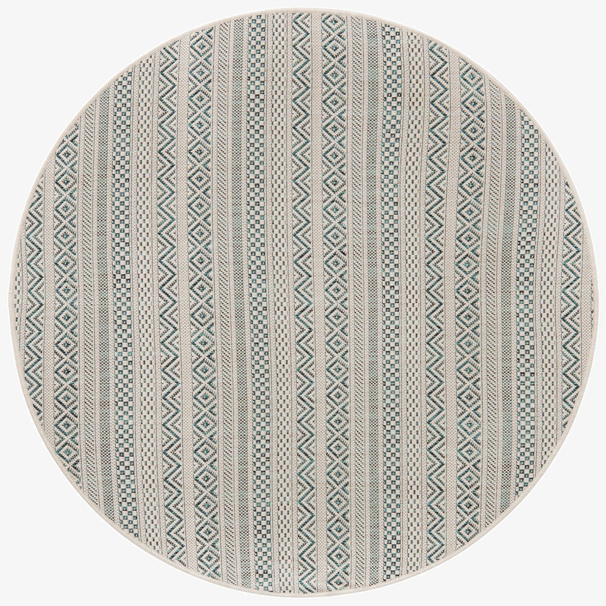 4' x 4' Washable Ribbon Indoor / Outdoor Round Rug