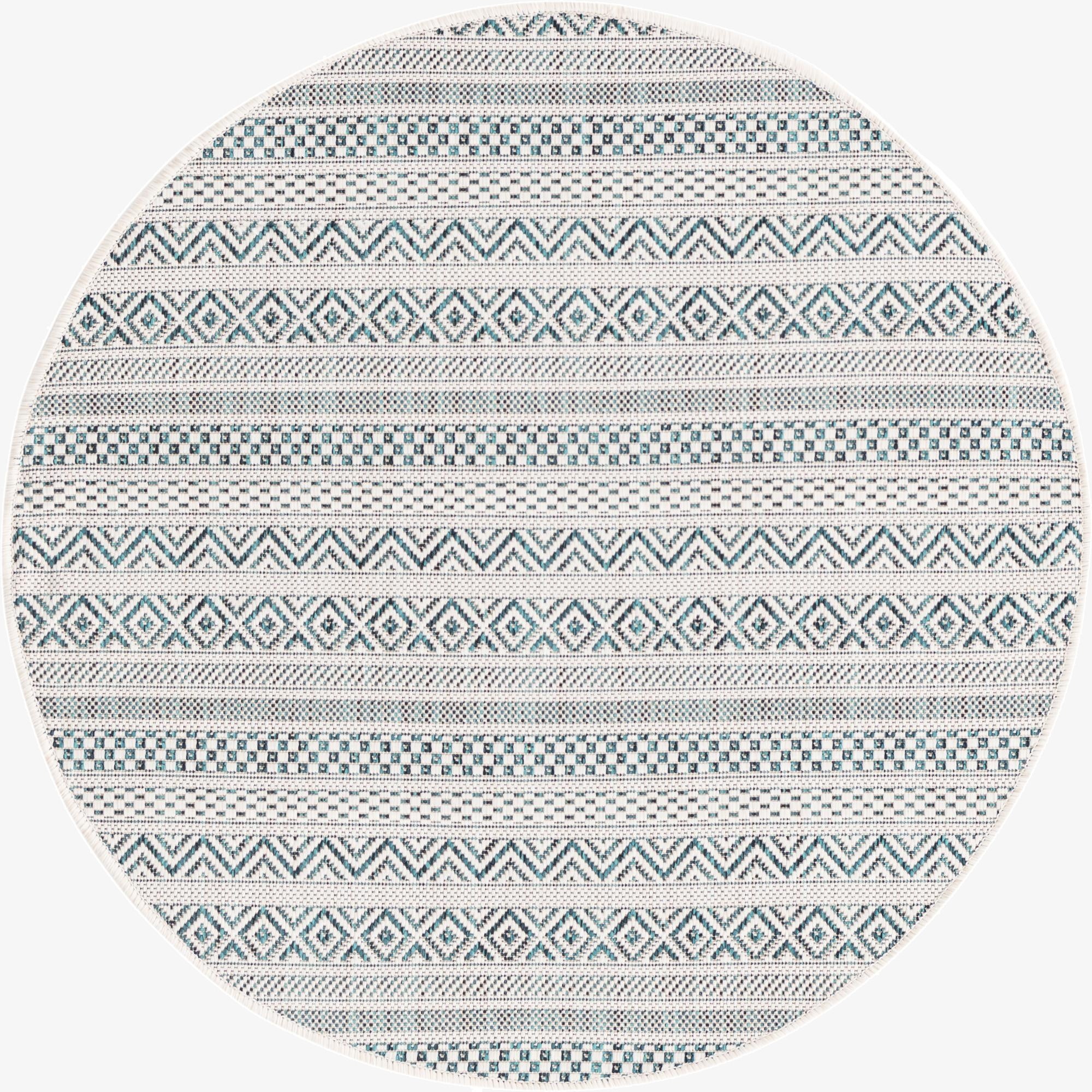 3' x 3' Washable Ribbon Indoor / Outdoor Round Rug