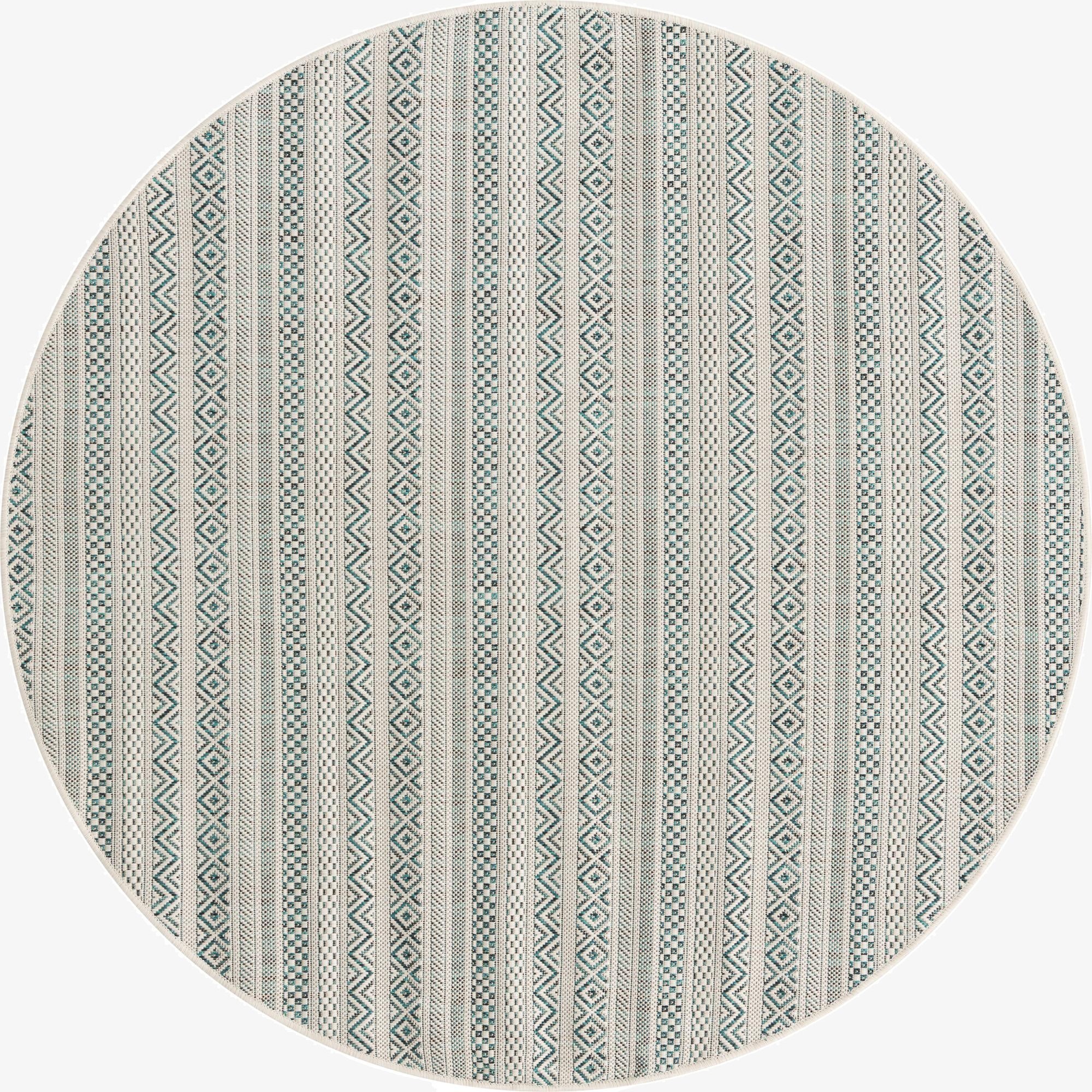 5' 3 x 5' 3 Washable Ribbon Indoor / Outdoor Round Rug