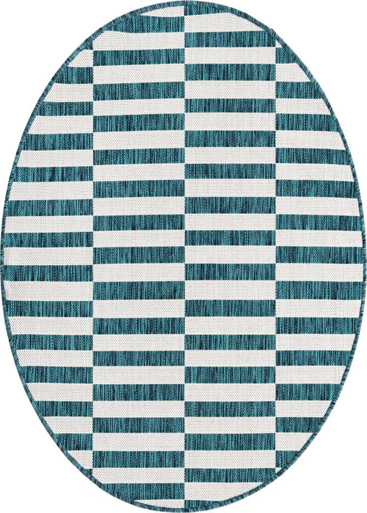 4' x 4' Easy-Clean Striped Indoor / Outdoor Round Rug