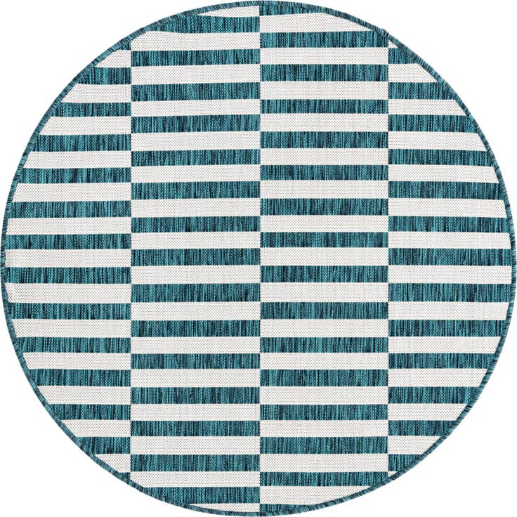 Detail image of 4' x 4' Easy-Clean Striped Indoor / Outdoor Round Rug