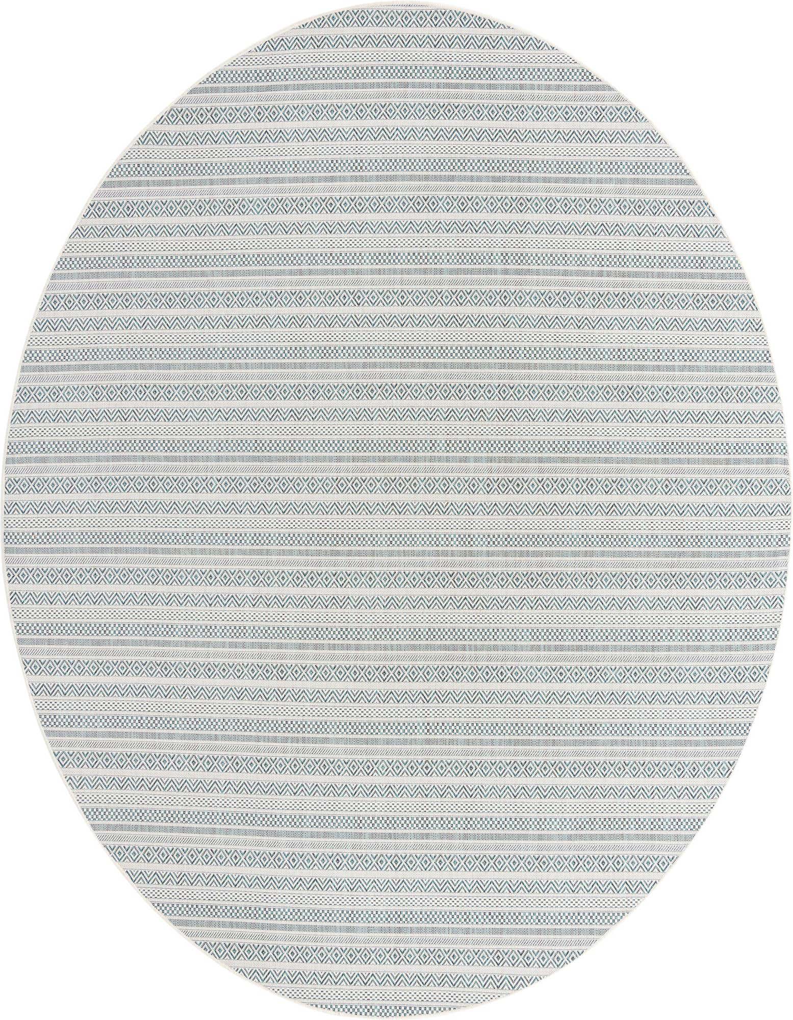 10' x 10' Easy-Clean Striped Indoor / Outdoor Round Rug