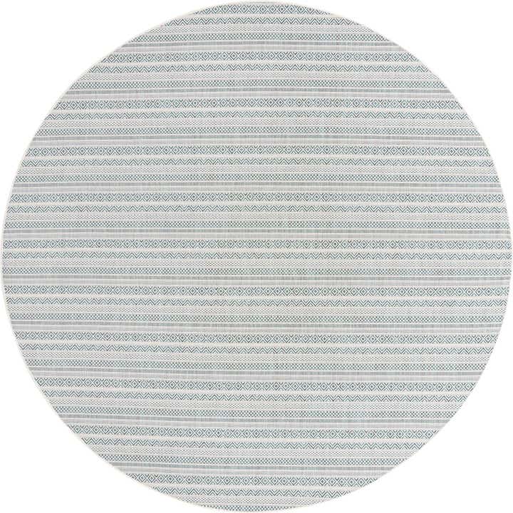 10' x 10' Easy-Clean Striped Indoor / Outdoor Round Rug