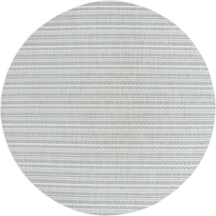 Detail image of 10' x 10' Easy-Clean Striped Indoor / Outdoor Round Rug