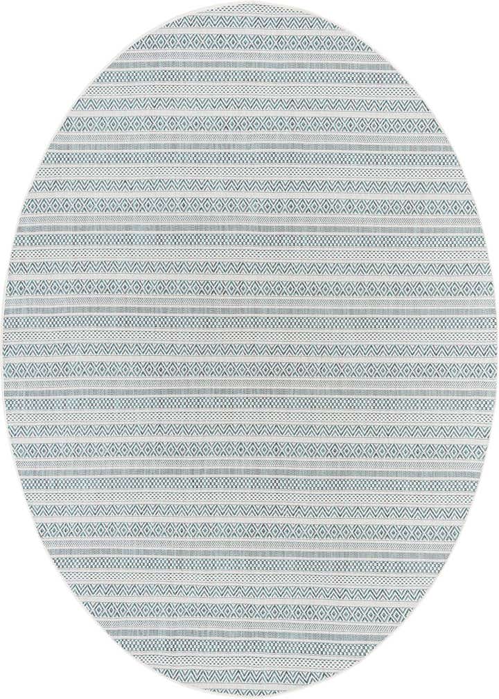 7' 10 x 7' 10 Easy-Clean Striped Indoor / Outdoor Round Rug