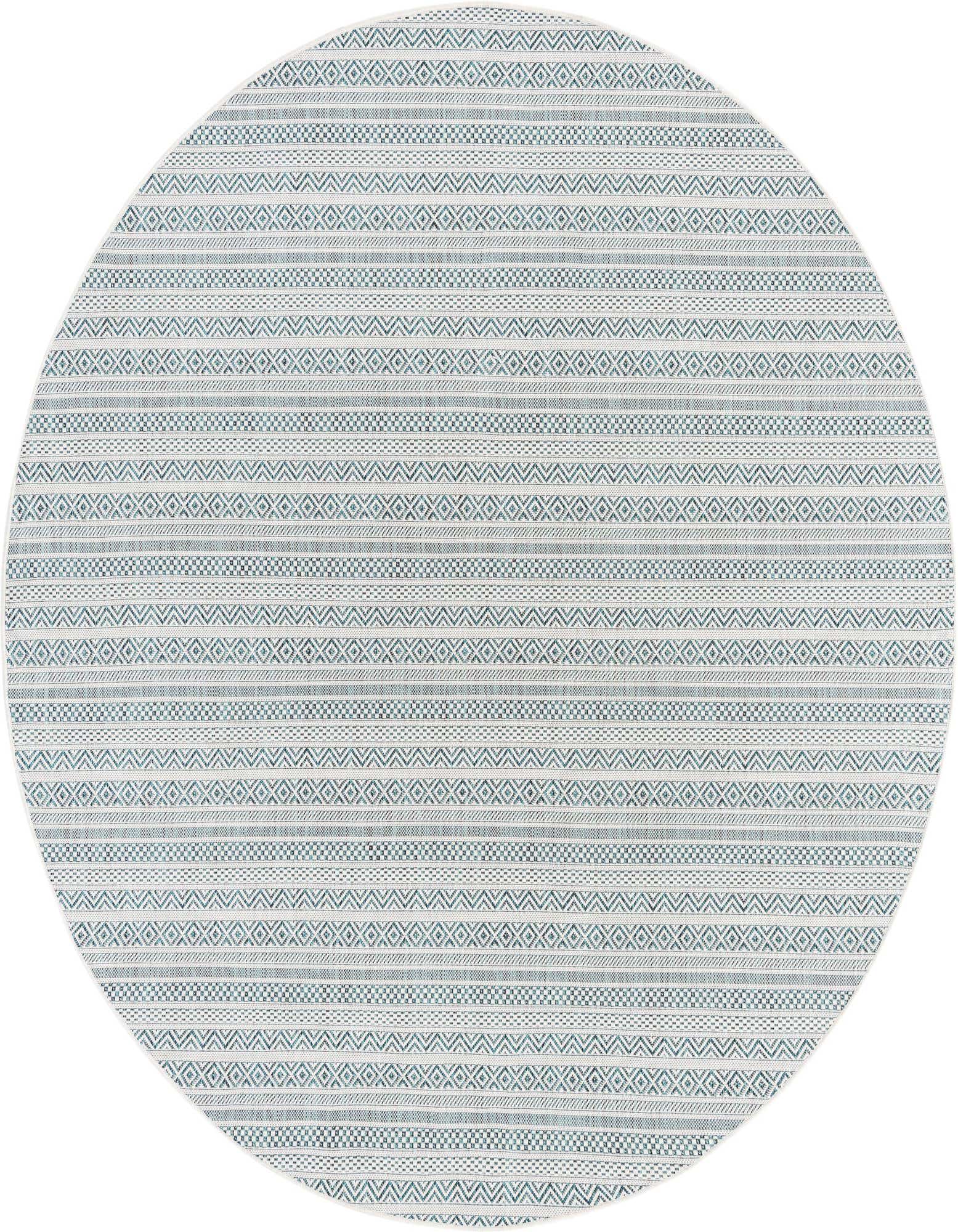 7' 10 x 7' 10 Easy-Clean Striped Indoor / Outdoor Round Rug
