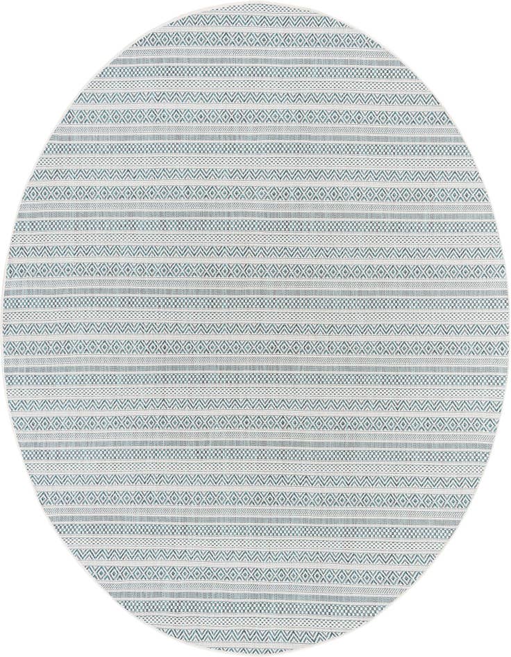 Detail image of 7' 10 x 7' 10 Easy-Clean Striped Indoor / Outdoor Round Rug
