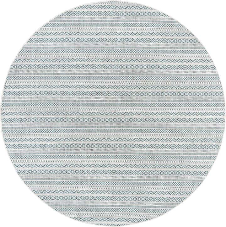 7' 10 x 7' 10 Easy-Clean Striped Indoor / Outdoor Round Rug