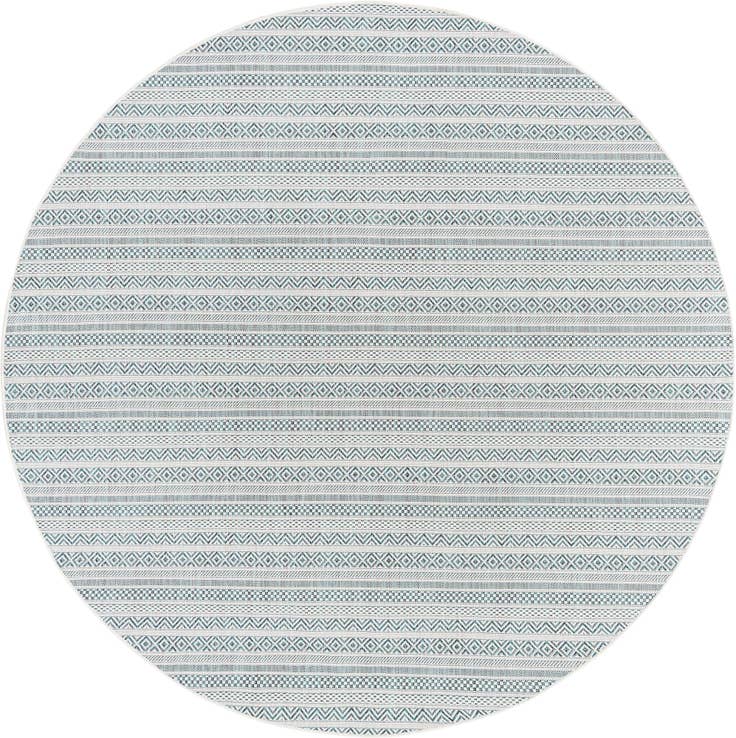 Detail image of 7' 10 x 7' 10 Easy-Clean Striped Indoor / Outdoor Round Rug