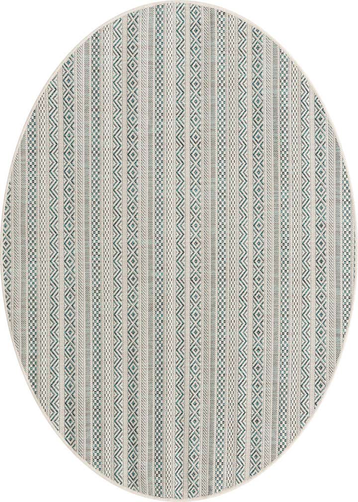 5' 3 x 5' 3 Easy-Clean Striped Indoor / Outdoor Round Rug