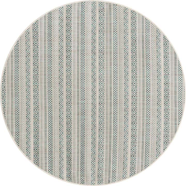 5' 3 x 5' 3 Easy-Clean Striped Indoor / Outdoor Round Rug