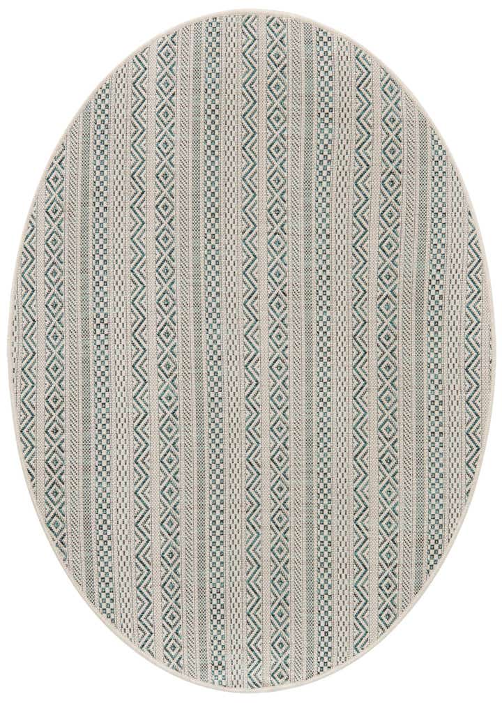 4' x 4' Easy-Clean Striped Indoor / Outdoor Round Rug