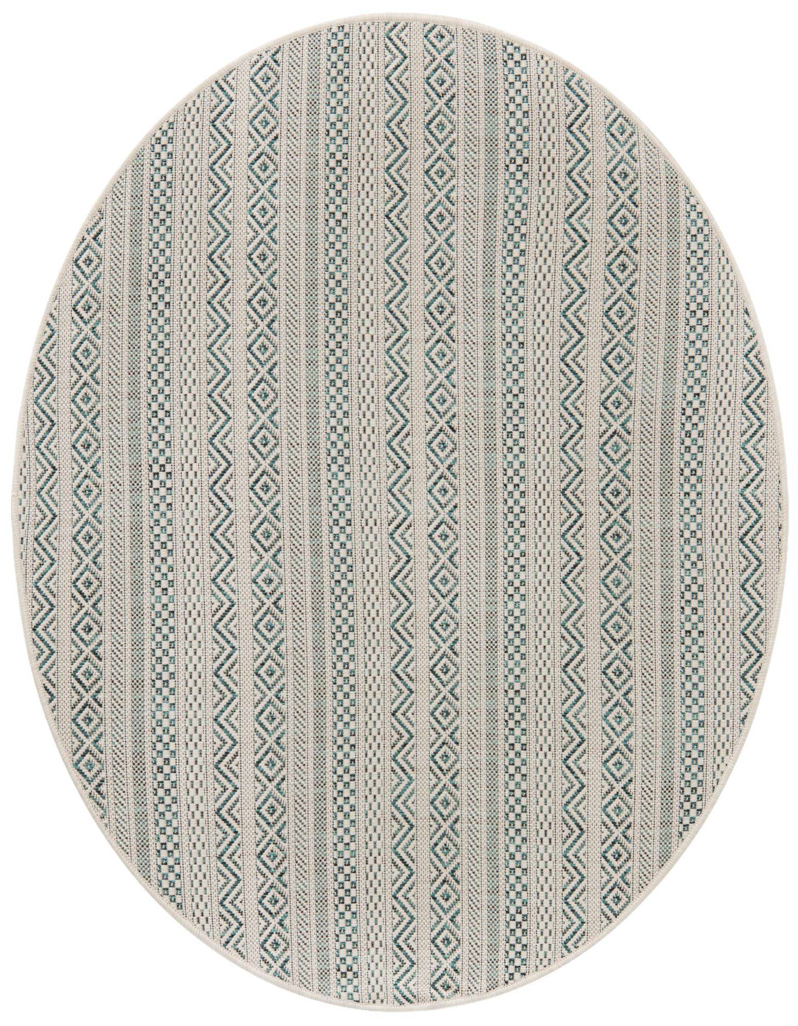 4' x 4' Easy-Clean Striped Indoor / Outdoor Round Rug