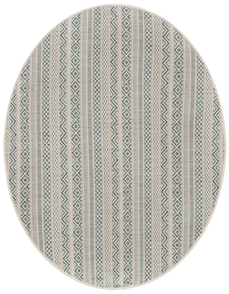 Detail image of 4' x 4' Easy-Clean Striped Indoor / Outdoor Round Rug