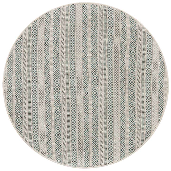 4' x 4' Easy-Clean Striped Indoor / Outdoor Round Rug