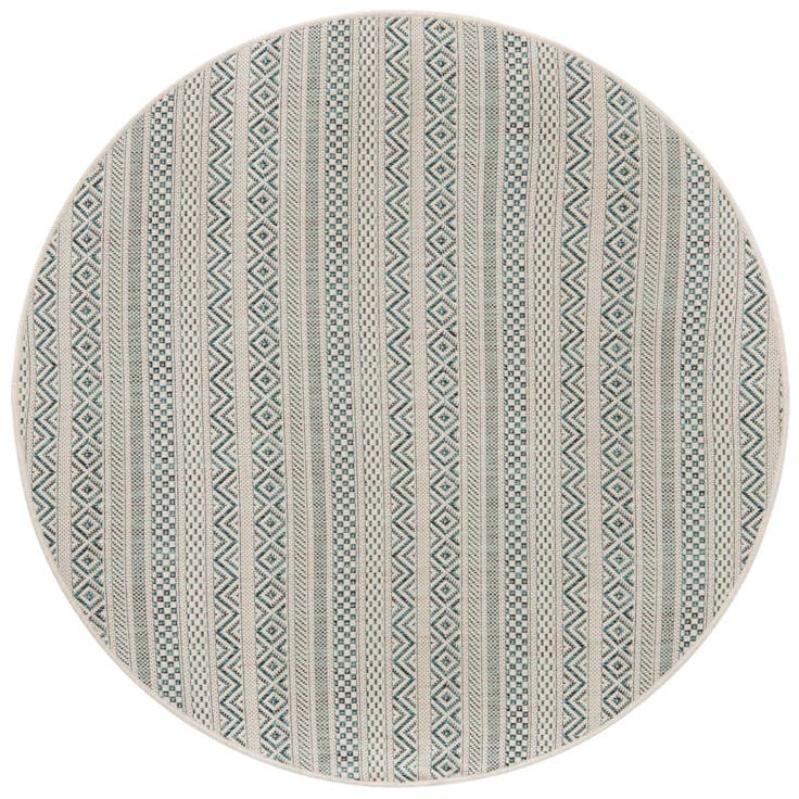 Detail image of 4' x 4' Easy-Clean Striped Indoor / Outdoor Round Rug