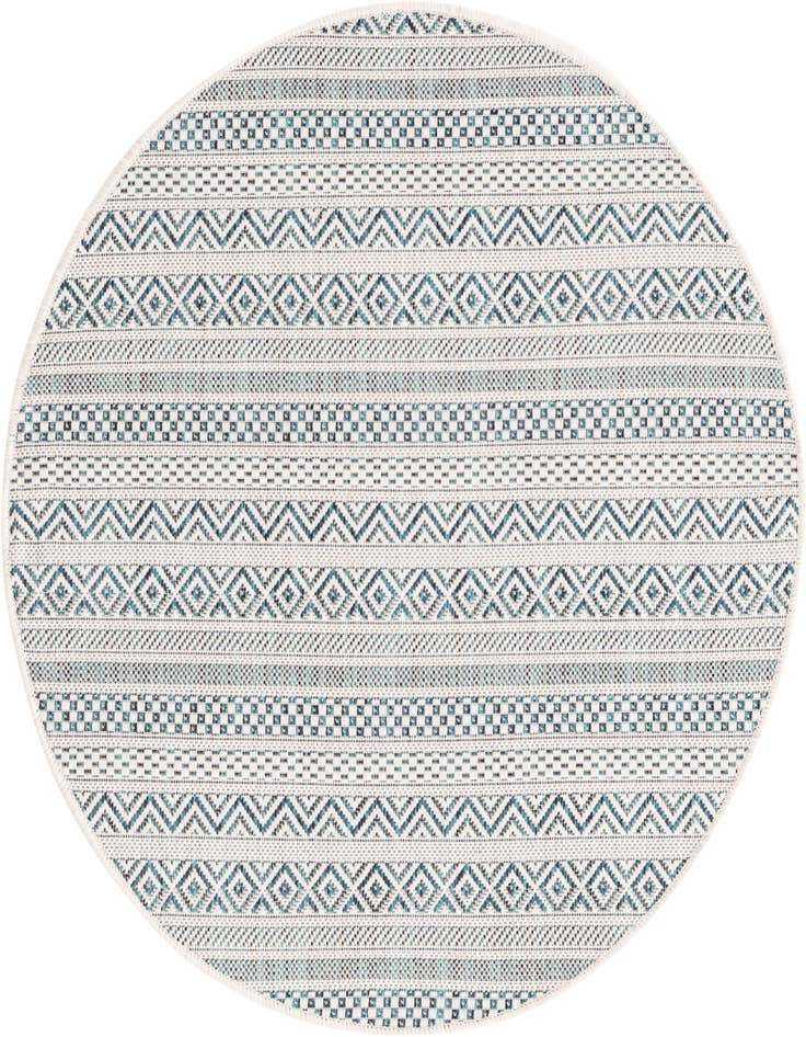 Detail image of 3' x 3' Easy-Clean Striped Indoor / Outdoor Round Rug