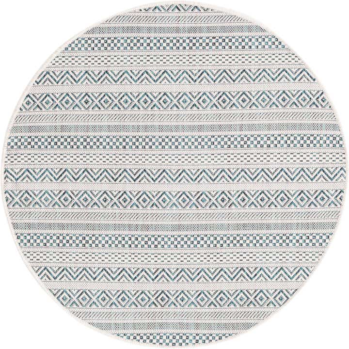 3' x 3' Easy-Clean Striped Indoor / Outdoor Round Rug