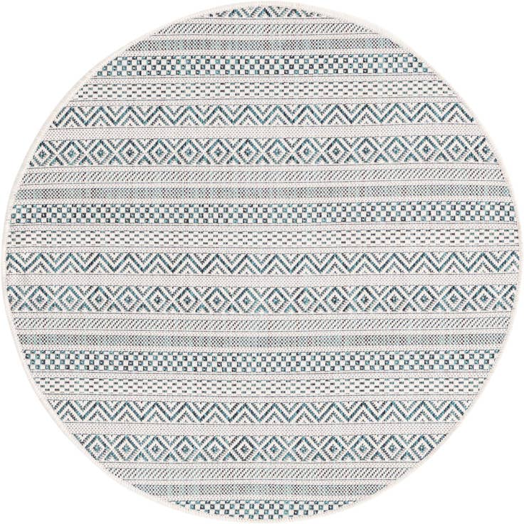 Detail image of 3' x 3' Easy-Clean Striped Indoor / Outdoor Round Rug