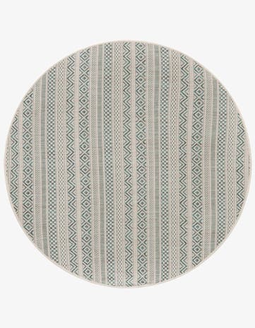 4' x 4' Easy-Clean Striped Indoor / Outdoor Round Rug