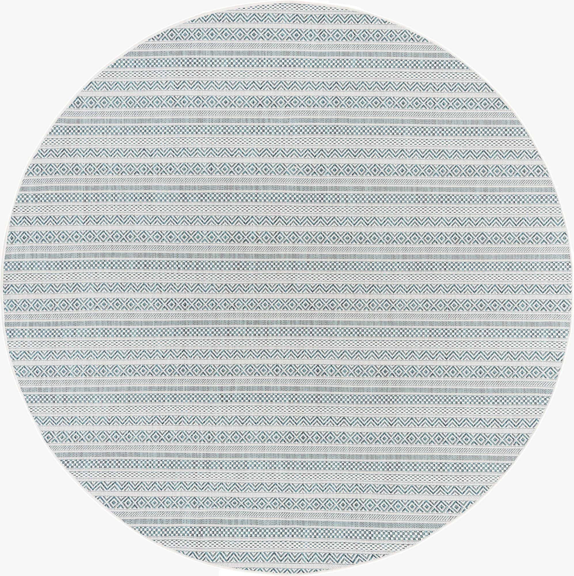 Primary image 7' 10 x 7' 10  Washable Striped Indoor / Outdoor Round Rug