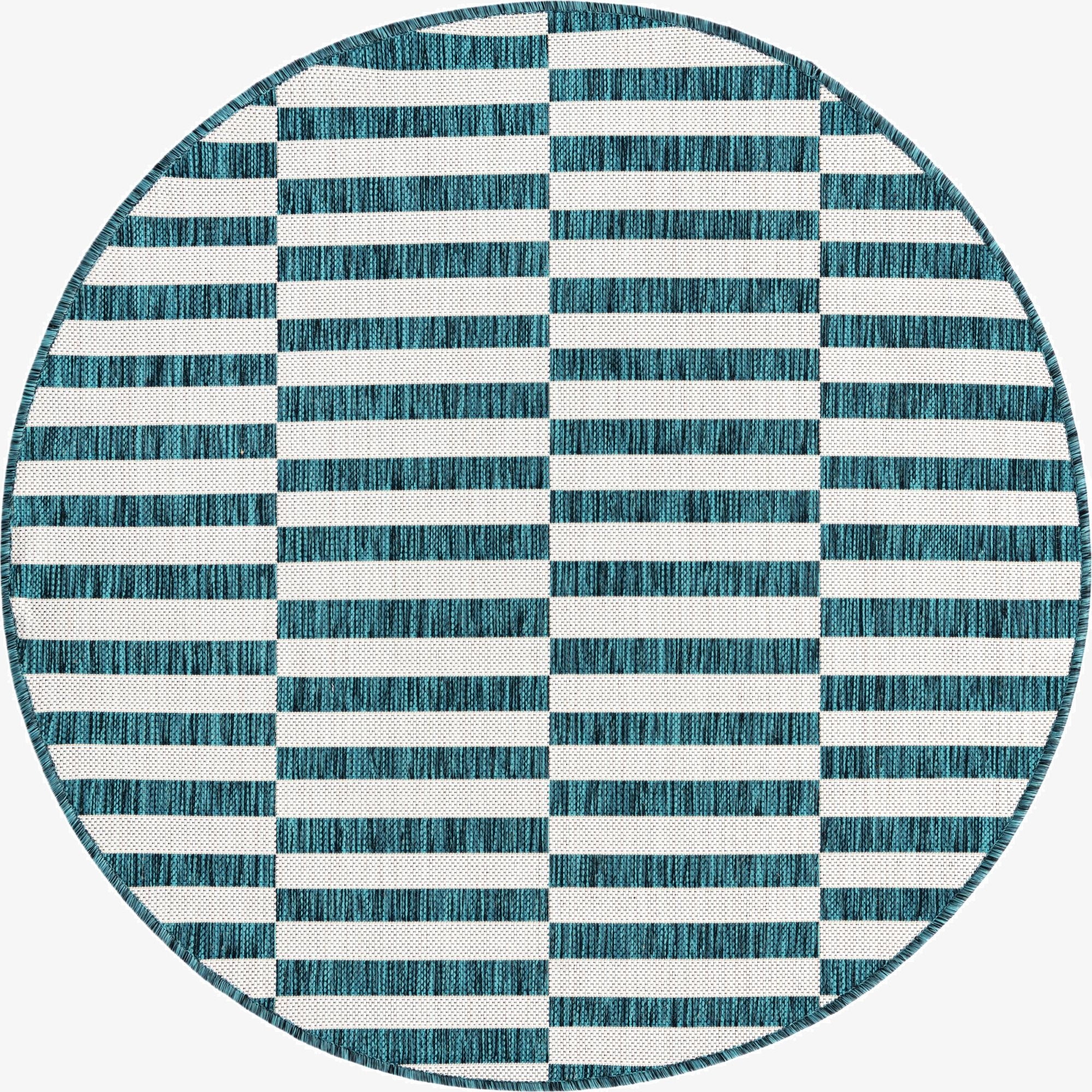 4' x 4'  Washable Striped Indoor / Outdoor Round Rug