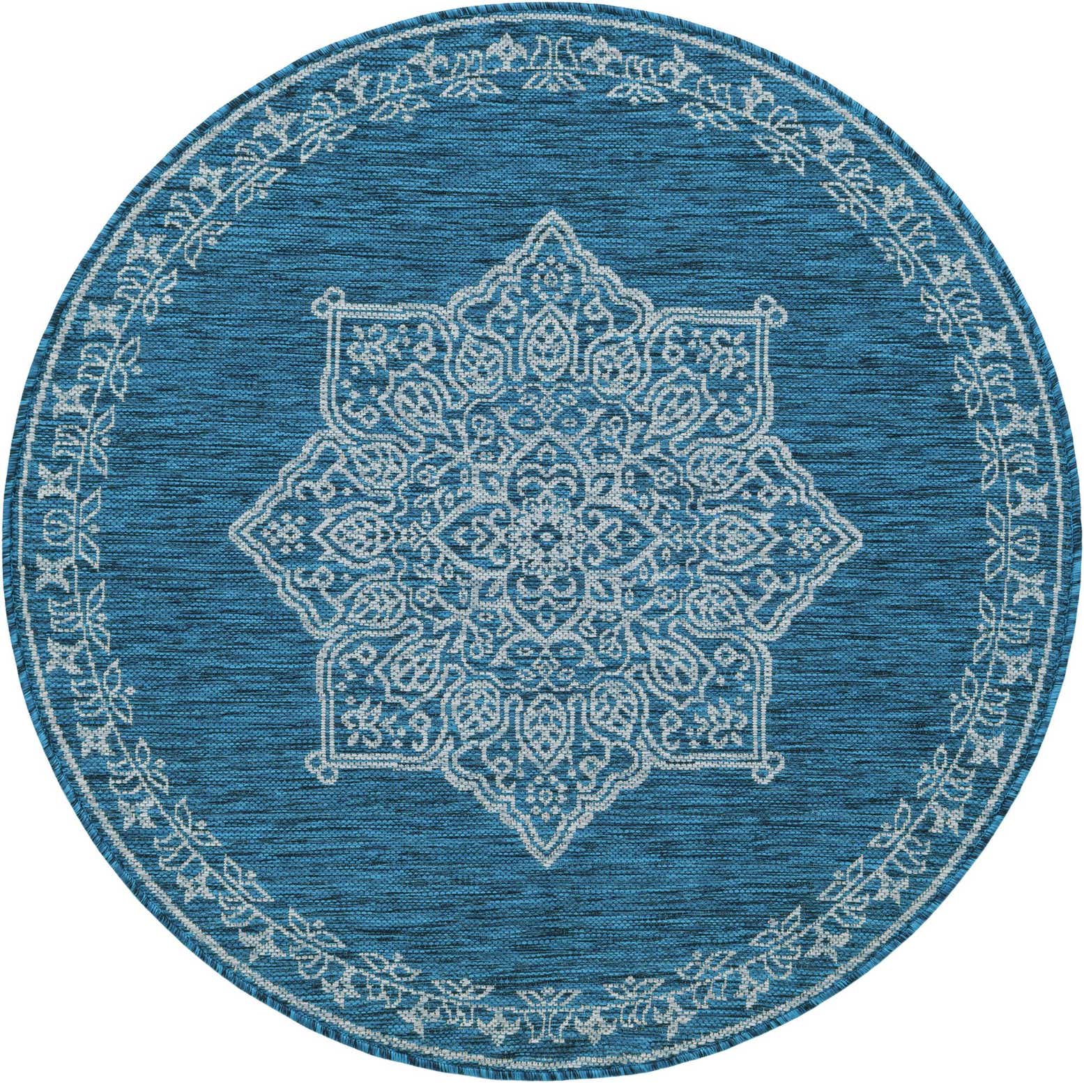 4' x 4' Easy-Clean Traditional Indoor / Outdoor Round Rug