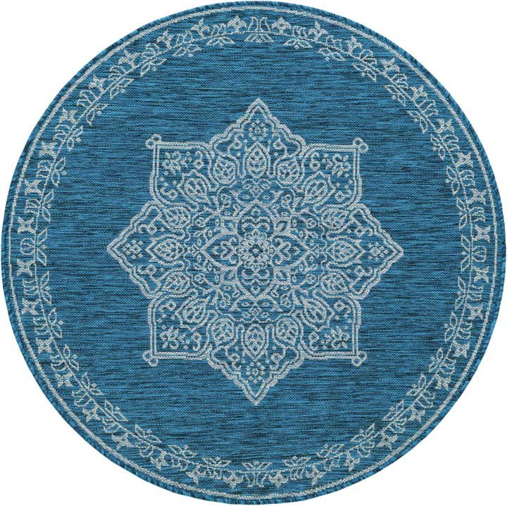 4' x 4' Easy-Clean Traditional Indoor / Outdoor Round Rug