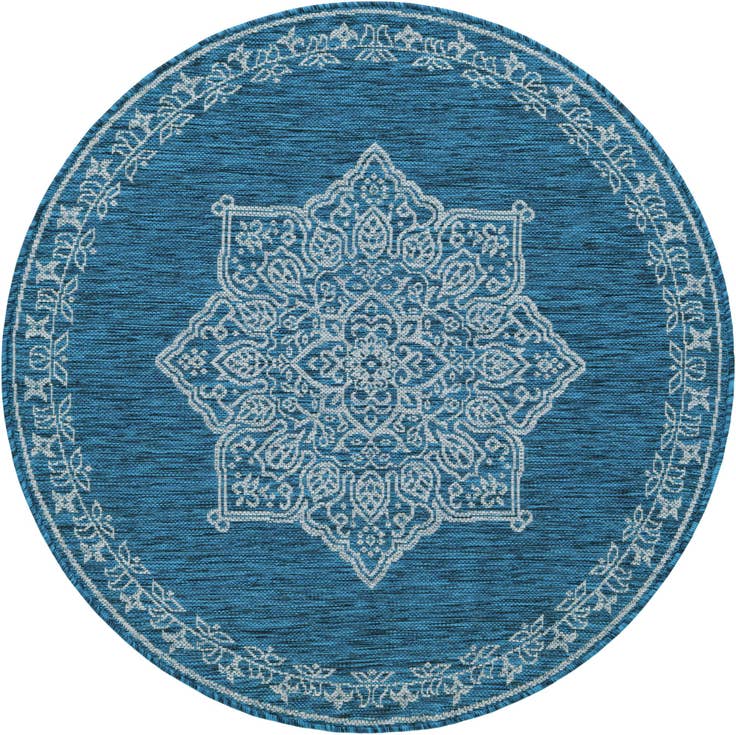 Detail image of 4' x 4' Easy-Clean Traditional Indoor / Outdoor Round Rug