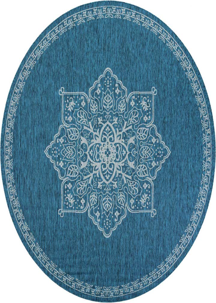 10' x 10' Easy-Clean Traditional Indoor / Outdoor Round Rug