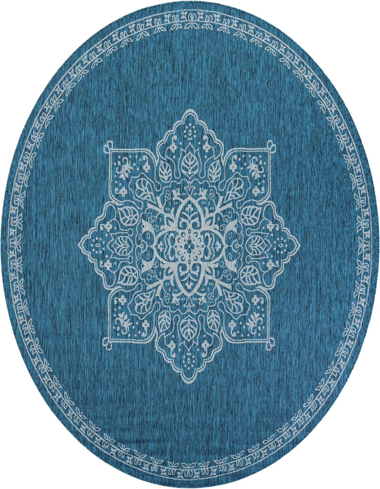 10' x 10' Easy-Clean Traditional Indoor / Outdoor Round Rug