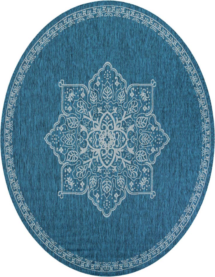 Detail image of 10' x 10' Easy-Clean Traditional Indoor / Outdoor Round Rug