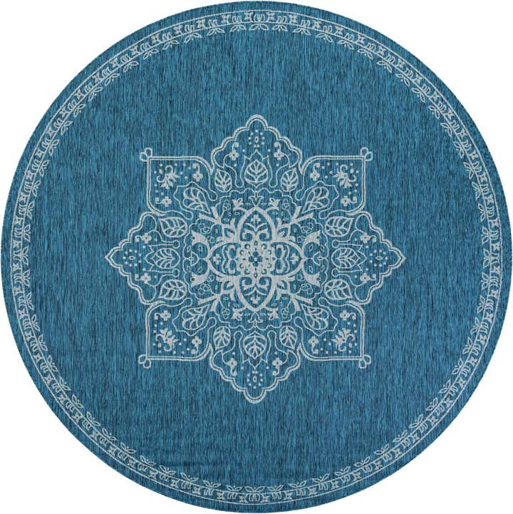 10' x 10' Easy-Clean Traditional Indoor / Outdoor Round Rug