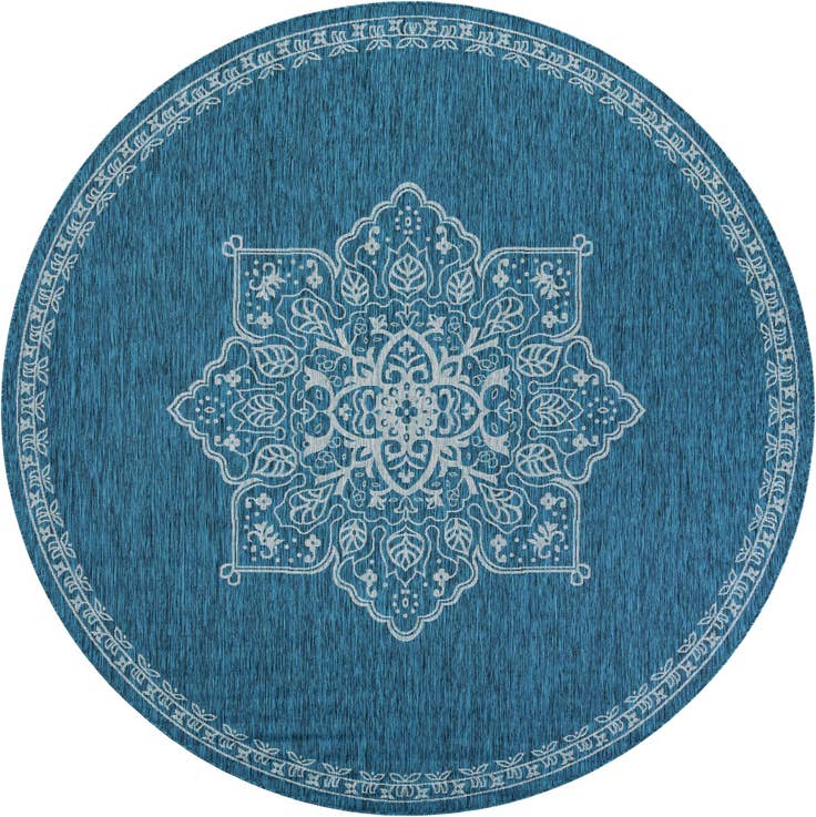 Detail image of 10' x 10' Easy-Clean Traditional Indoor / Outdoor Round Rug