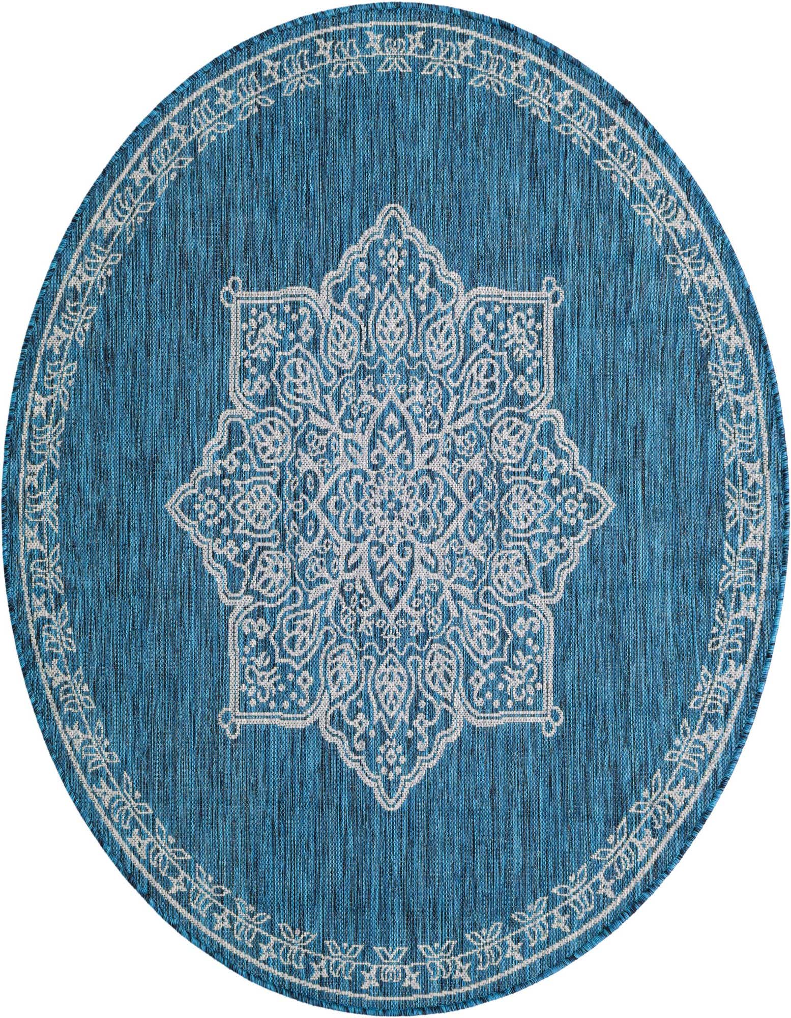 5' 3 x 5' 3 Easy-Clean Traditional Indoor / Outdoor Round Rug
