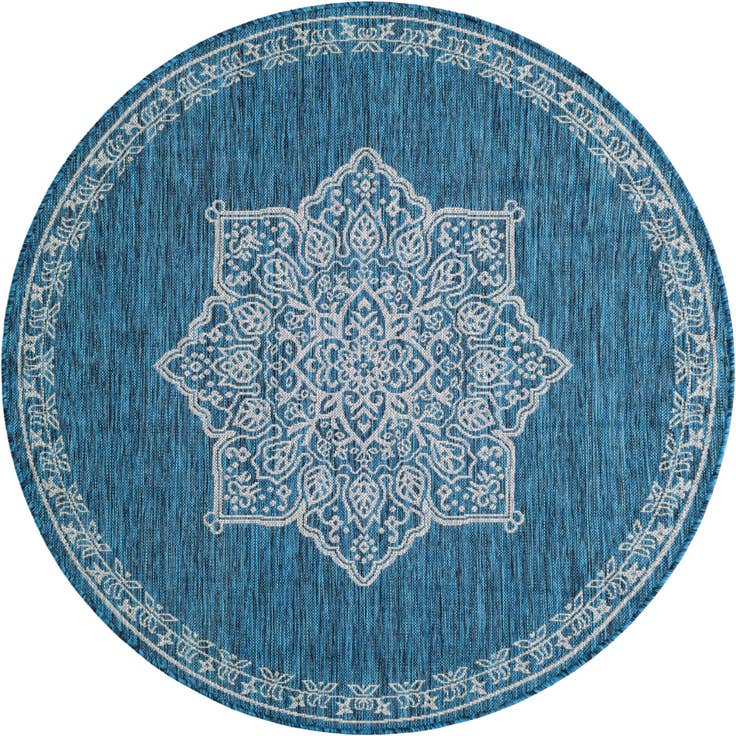 Detail image of 5' 3 x 5' 3 Easy-Clean Traditional Indoor / Outdoor Round Rug