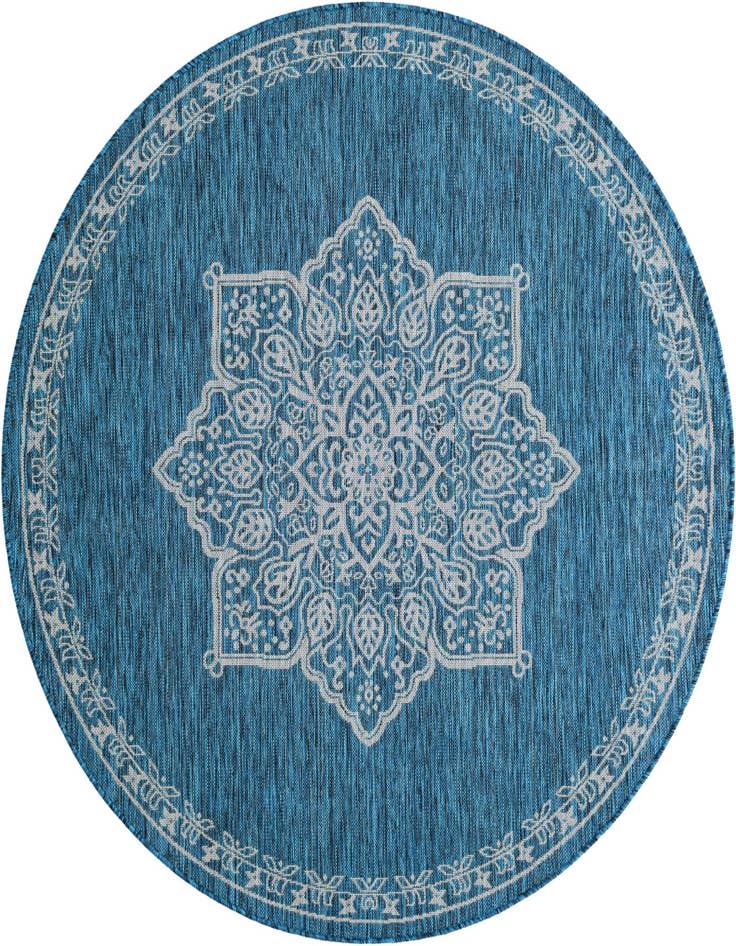 Detail image of 6' x 6' Easy-Clean Traditional Indoor / Outdoor Round Rug