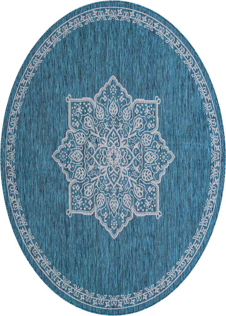7' 10 x 7' 10 Easy-Clean Traditional Indoor / Outdoor Round Rug
