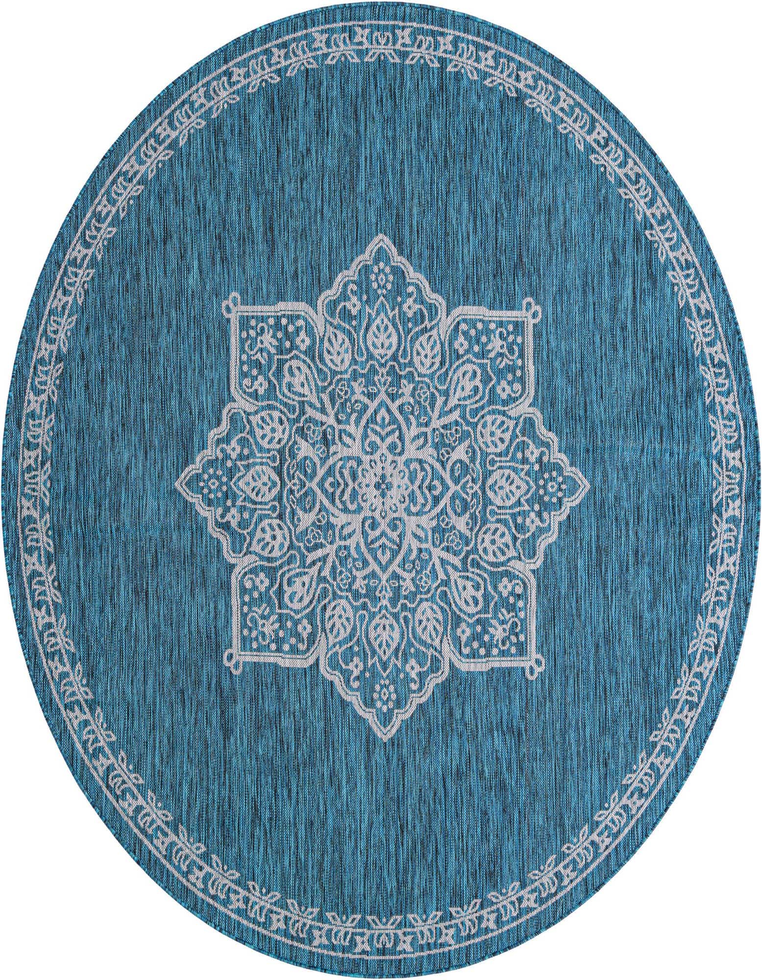 7' 10 x 7' 10 Easy-Clean Traditional Indoor / Outdoor Round Rug