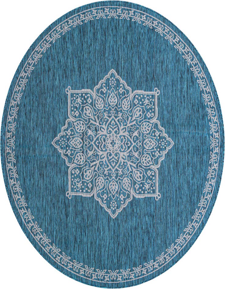 Detail image of 7' 10 x 7' 10 Easy-Clean Traditional Indoor / Outdoor Round Rug
