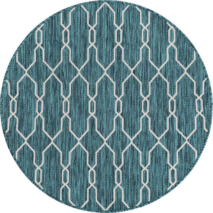 4' x 4' Easy-Clean Trellis Indoor / Outdoor Round Rug