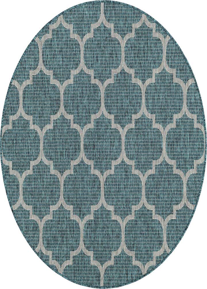 5' 3 x 5' 3 Easy-Clean Trellis Indoor / Outdoor Round Rug