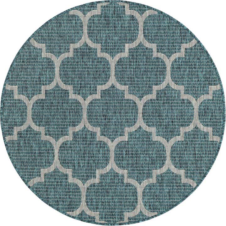 4' x 4' Easy-Clean Trellis Indoor / Outdoor Round Rug
