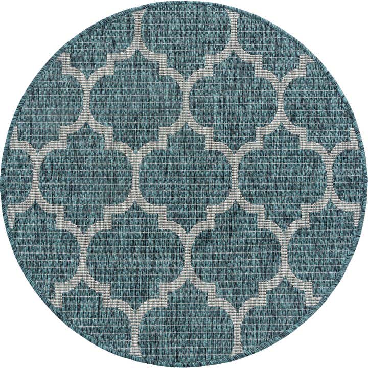 3' x 3' Easy-Clean Trellis Indoor / Outdoor Round Rug