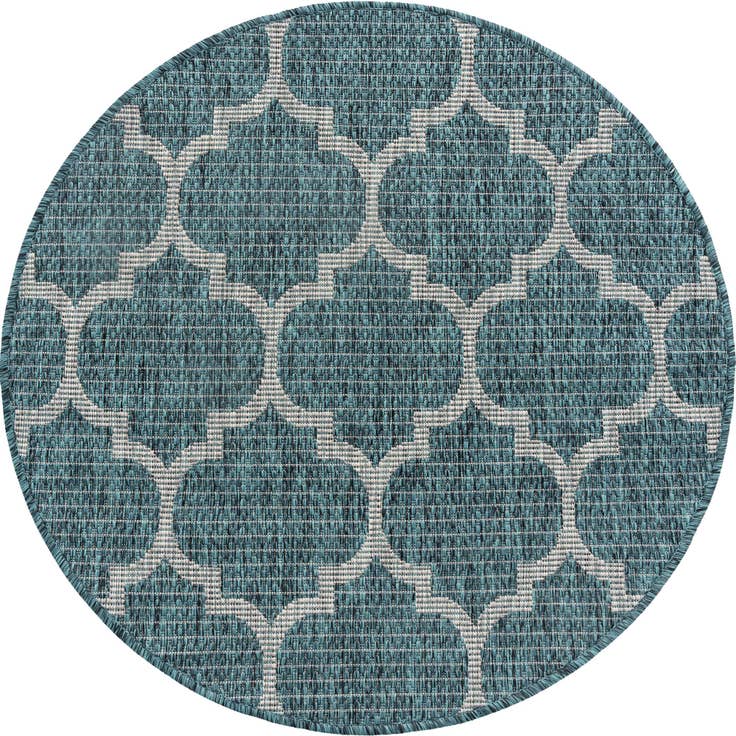 Detail image of 3' x 3' Easy-Clean Trellis Indoor / Outdoor Round Rug